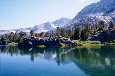 Mt Goode reflected in Long Lake near Bishop Pass